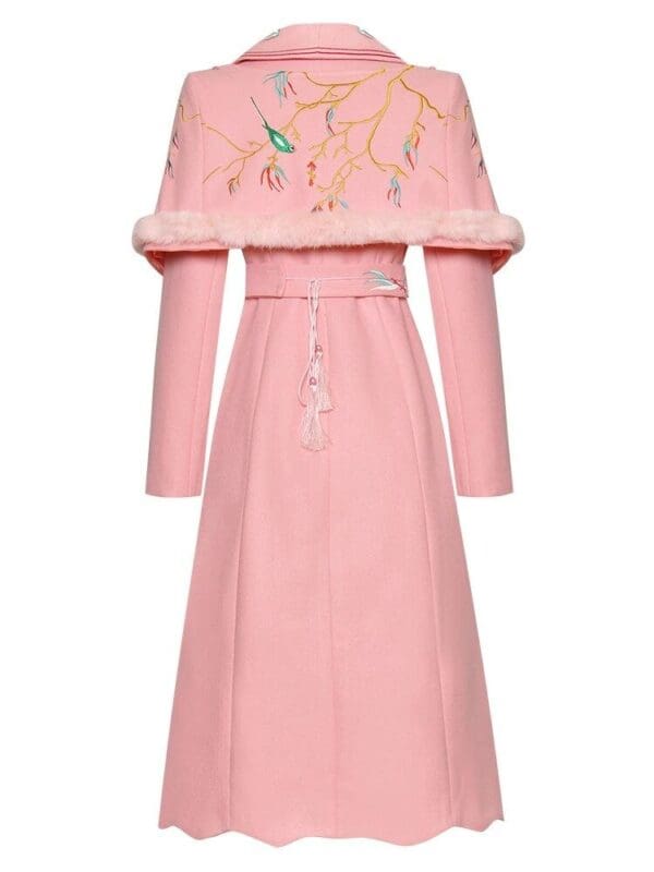 6732 Runway 2020 Baroque Floral Embroidery Wool Blend Victorian Coat - Image 3