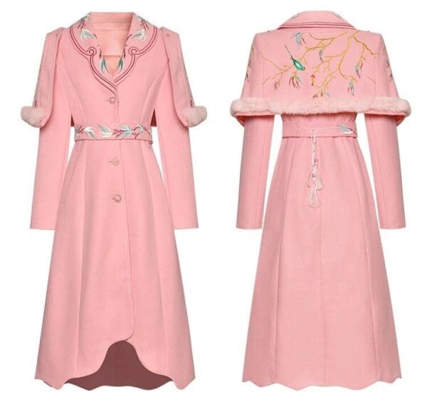 6732 Runway 2020 Baroque Floral Embroidery Wool Blend Victorian Coat