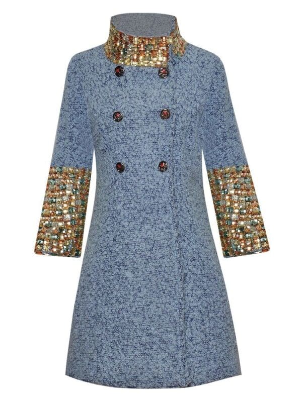 6735 Runway 2020 Embellished Festive Wool Blend Coat