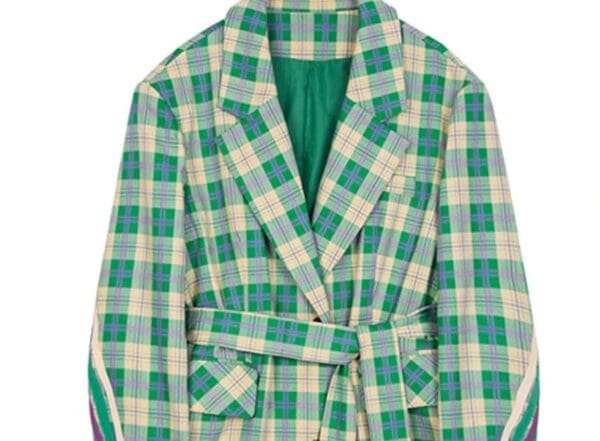 6809 2020 Check Green Lime Oversize Blazer