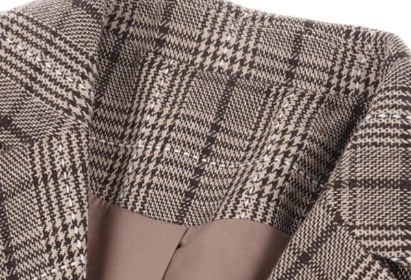 6810 2020 Check Brown Oversize Blazer - Image 4