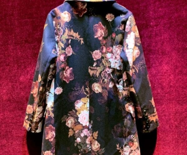 6811 2020 Wool Blend Baroque Floral Print Coat - Image 2