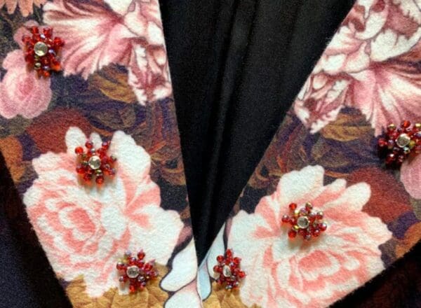 6811 2020 Wool Blend Baroque Floral Print Coat - Image 3