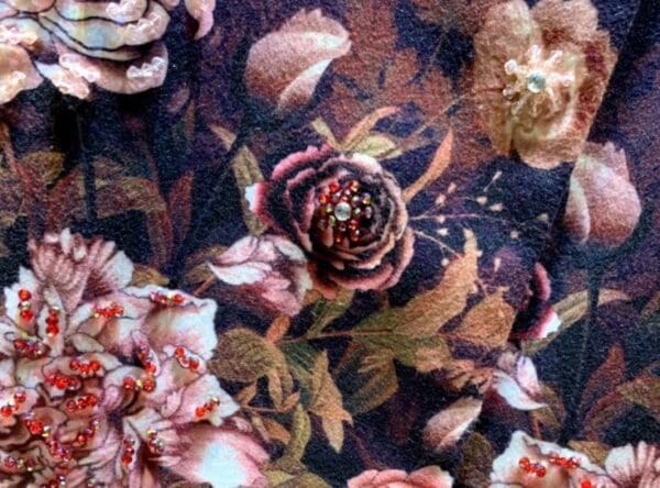 6811 2020 Wool Blend Baroque Floral Print Coat - Image 5