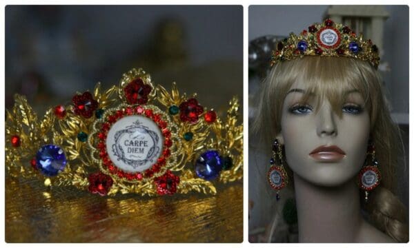 825Carpe Diem Earrings Plus Rhinestone Tiara Crown