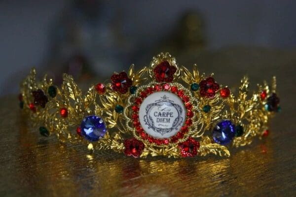 825Carpe Diem Earrings Plus Rhinestone Tiara Crown - Image 4
