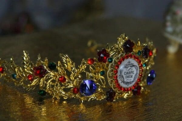 825Carpe Diem Earrings Plus Rhinestone Tiara Crown - Image 5