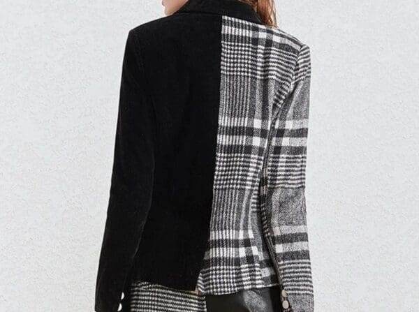 6874 Runway 2020 Plaid Tweed/ Velvet Blazer - Image 4
