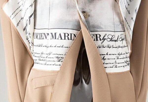 6908 High-End Runway 2020 Nautical Scarf Asymmetrical Camel Blazer - Image 5