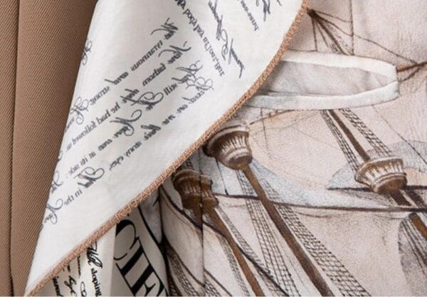 6908 High-End Runway 2020 Nautical Scarf Asymmetrical Camel Blazer - Image 9