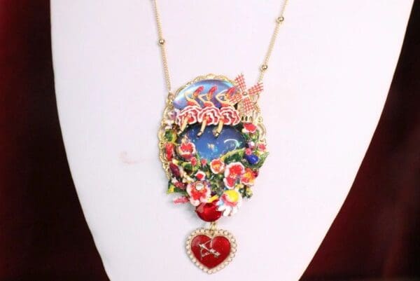 7137 Enamel Genuine Opal Necklace