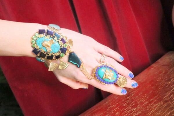 7216 Egyptian Revival Genuine Turquoise Slave Adjustable Bracelet - Image 2