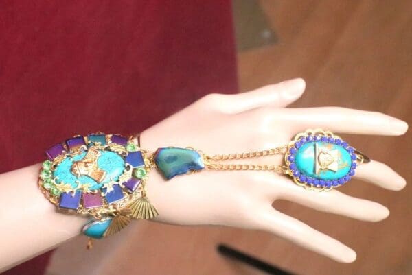 7216 Egyptian Revival Genuine Turquoise Slave Adjustable Bracelet - Image 6