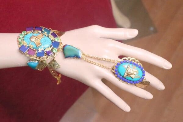 7216 Egyptian Revival Genuine Turquoise Slave Adjustable Bracelet