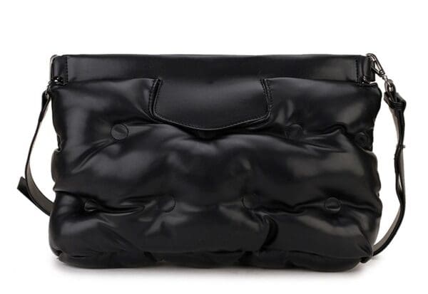 A black bag is shown with no background.