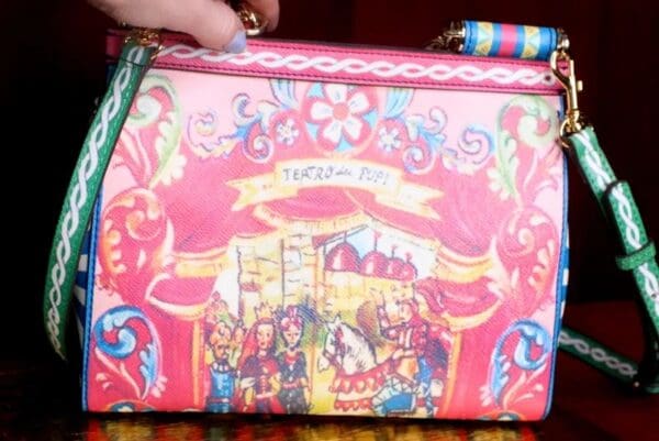 A close up of a bag with a picture on it