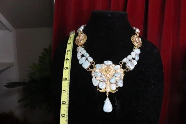 SOLD! 7465 Genuine Caribbean Larimar Gemstones Lion Medieval Massive Necklace - Image 3