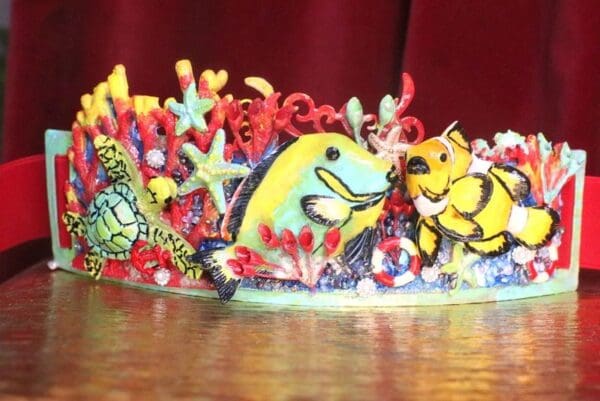 SOLD! 7548 Art Jewelry Nautical Hand Painted Fish Coral Reef Waist Belt Size S, L, M - Image 2