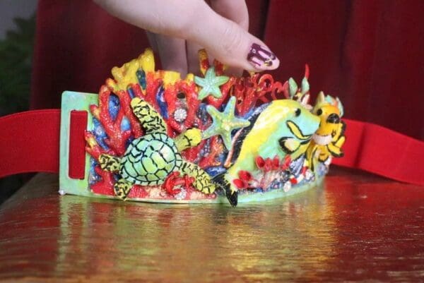 SOLD! 7548 Art Jewelry Nautical Hand Painted Fish Coral Reef Waist Belt Size S, L, M - Image 3