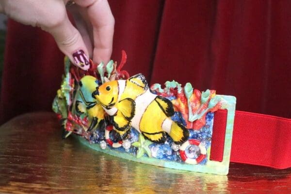 SOLD! 7548 Art Jewelry Nautical Hand Painted Fish Coral Reef Waist Belt Size S, L, M - Image 4