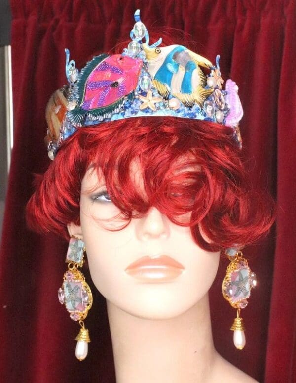7549 Art Jewelry Marine Nautical Tropical Fish Coral Reef Hand Painted Crown - Image 7