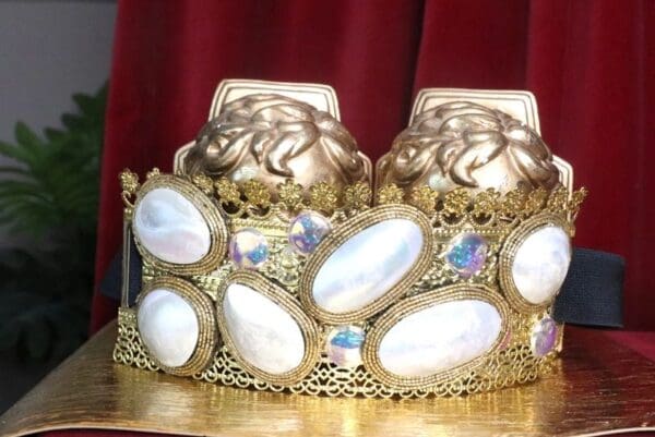 SOLD! 7551 Art Jewelry Nautical Genuine Mother Of Pearls Gemstones Corset Waist Belt Size S, L, M - Image 3