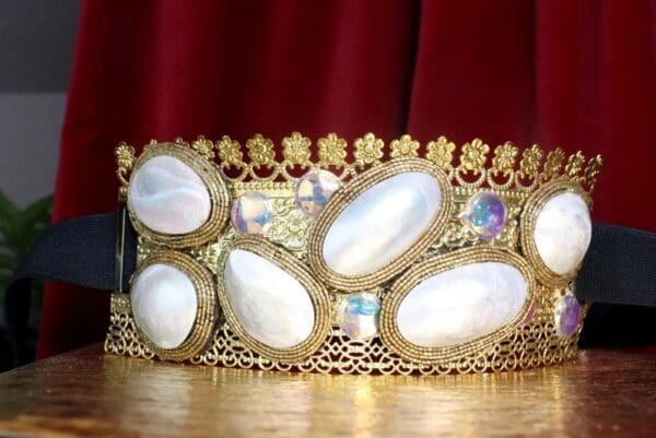 SOLD! 7551 Art Jewelry Nautical Genuine Mother Of Pearls Gemstones Corset Waist Belt Size S, L, M