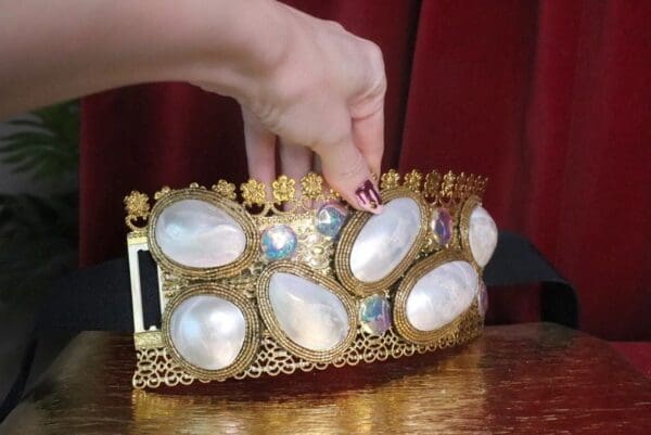 SOLD! 7551 Art Jewelry Nautical Genuine Mother Of Pearls Gemstones Corset Waist Belt Size S, L, M - Image 4