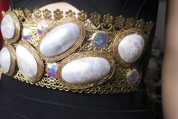 SOLD! 7551 Art Jewelry Nautical Genuine Mother Of Pearls Gemstones Corset Waist Belt Size S, L, M - Image 9
