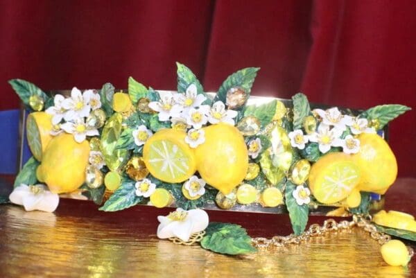SOLD! 7554 Baroque Runway Sicilian Vivid Lemon Fruit Corset Waist Belt Size S, L, M - Image 3