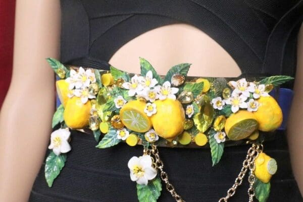SOLD! 7554 Baroque Runway Sicilian Vivid Lemon Fruit Corset Waist Belt Size S, L, M - Image 2