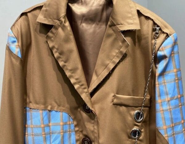 7713 High-End Runway 2020 Oversized Patchwork Single Breasted Blazer - Image 3
