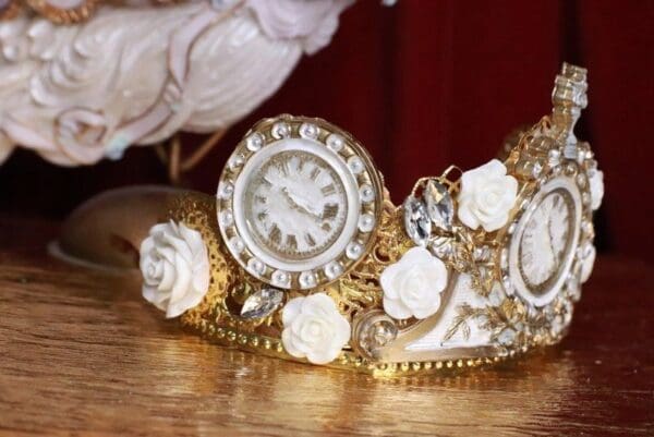 SOLD! 7786 Baroque Vintage Style Clocks Unusual Hand Painted Crown - Image 4