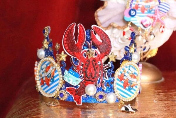 7957 Nautical Lobster Fish Applique Crystal Unusual Headband - Image 7