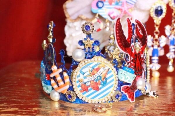7957 Nautical Lobster Fish Applique Crystal Unusual Headband - Image 8