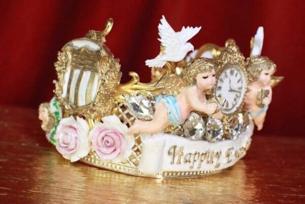 SOLD! 7969 Rococo Bridal Cherubs Angels Flower Doves Full Tall Crown Headband - Image 4