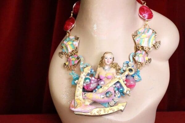SOLD! 8050 Set Of Nautical Mermaid Fish Genuine Amber Necklace+ Earrings