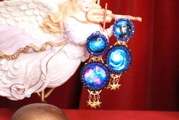 A close up of some earrings on a table