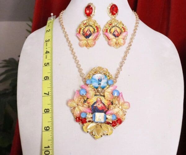8165 Set Of Jesus Lord Butterfly Pendant Necklace+ Earrings - Image 6