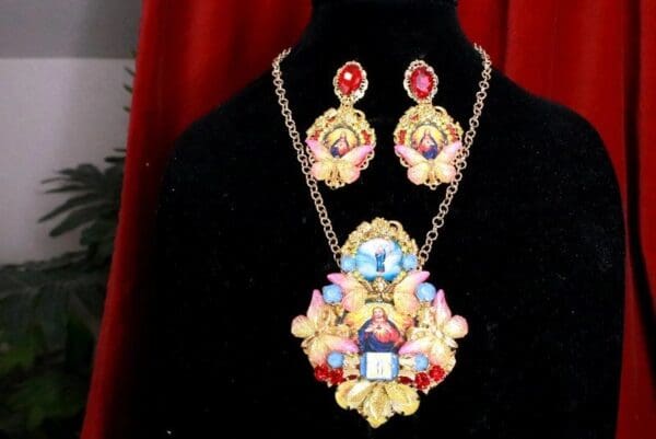 8165 Set Of Jesus Lord Butterfly Pendant Necklace+ Earrings - Image 3