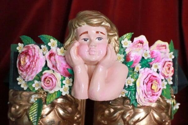 A close up of the face of a statue