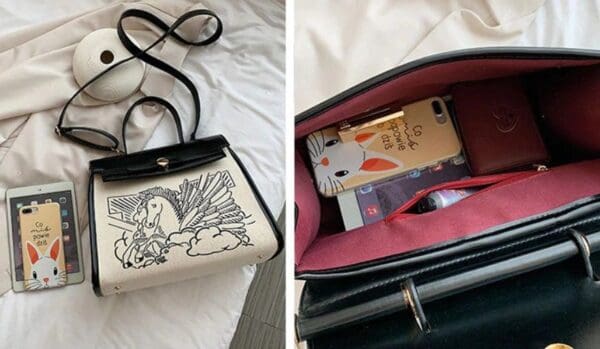 A bag that has some books inside of it