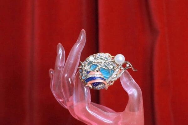 8274 Baroque Art Jewelry Nautical Genuine Agate Ocean Fish Cocktail Adjustable Ring - Image 2