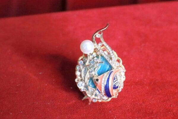 8274 Baroque Art Jewelry Nautical Genuine Agate Ocean Fish Cocktail Adjustable Ring - Image 8