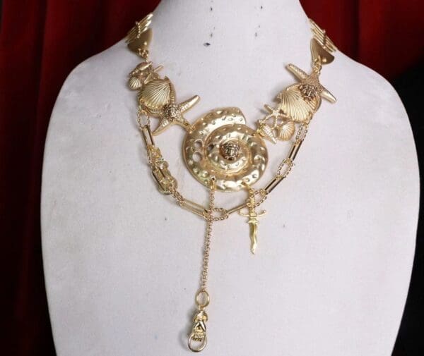 8482 Runway Baroque Gold Tone Nautical Shell Necklace - Image 4