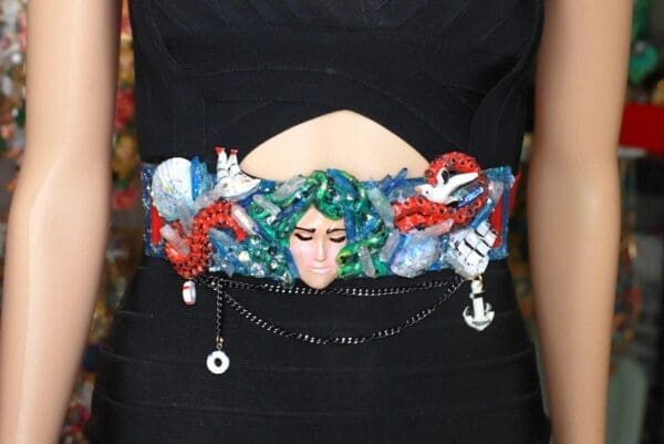 SOLD! 8597 Art Jewelry Medusa Gorgon Embellished Waist Gold Belt Size S, L, M - Image 7
