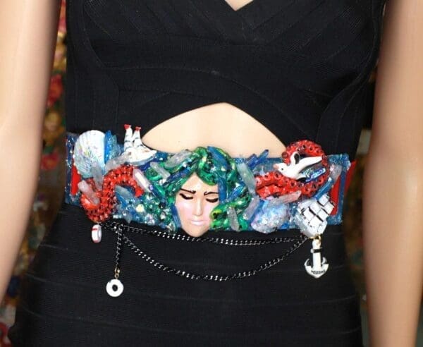 SOLD! 8597 Art Jewelry Medusa Gorgon Embellished Waist Gold Belt Size S, L, M - Image 4