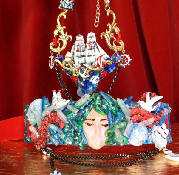 SOLD! 8597 Art Jewelry Medusa Gorgon Embellished Waist Gold Belt Size S, L, M - Image 3