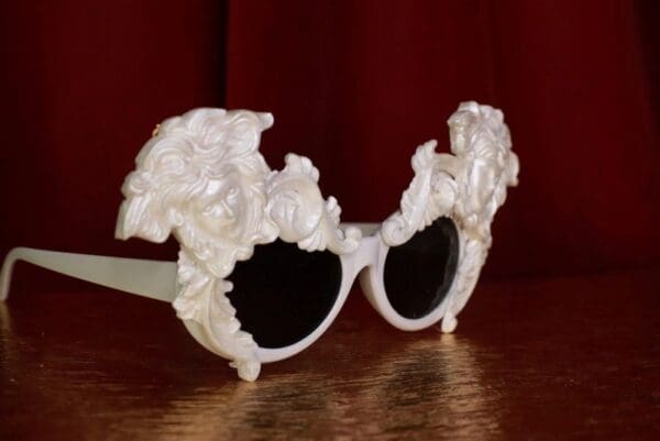 8636 Baroque Faces White Architect Embellished Sunglasses - Image 4