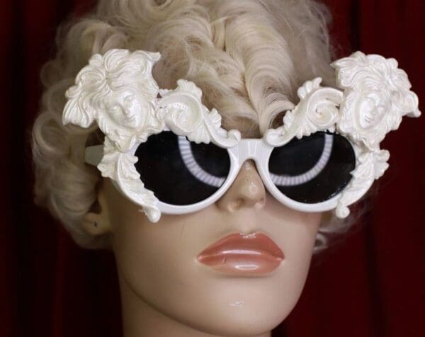 8636 Baroque Faces White Architect Embellished Sunglasses - Image 6